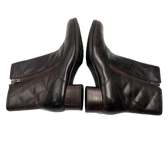 BORN Quilted Brown Minna Brown Leather Ankle Flannel Lining Women's Size 7 - Picture 4 of 10